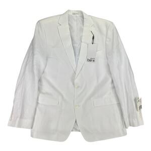 Bar III Mens Slim Fit 100% Linen Solid Suit Jacket White 44L